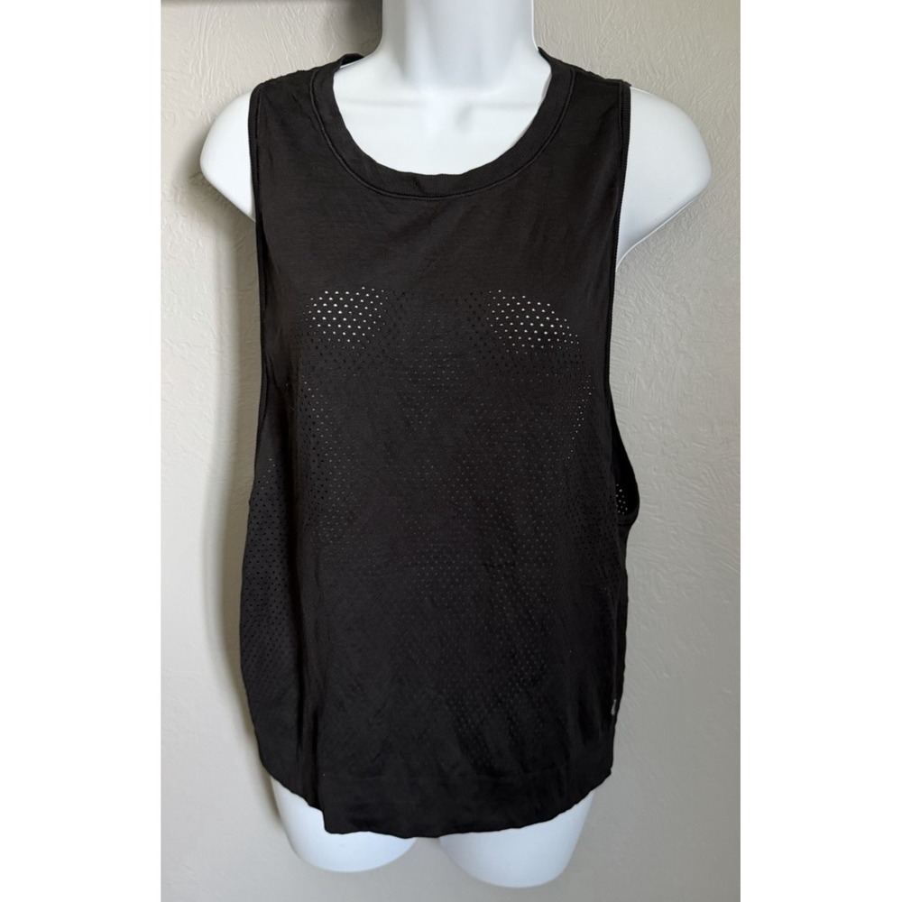 Lululemon Breeze By Muscle Tank Top Womens Size 8 Black Seamless Mesh Activewear